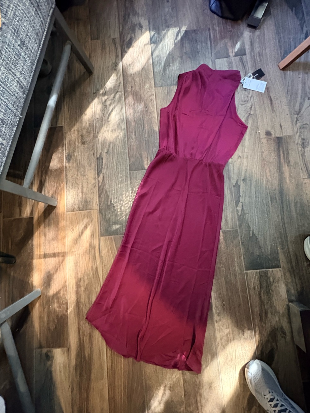 S, NWT, Sleeveless Maxi Dress in Deep maroon